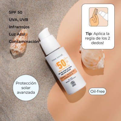 Protector solar facial SPF50 con color (tono golden)